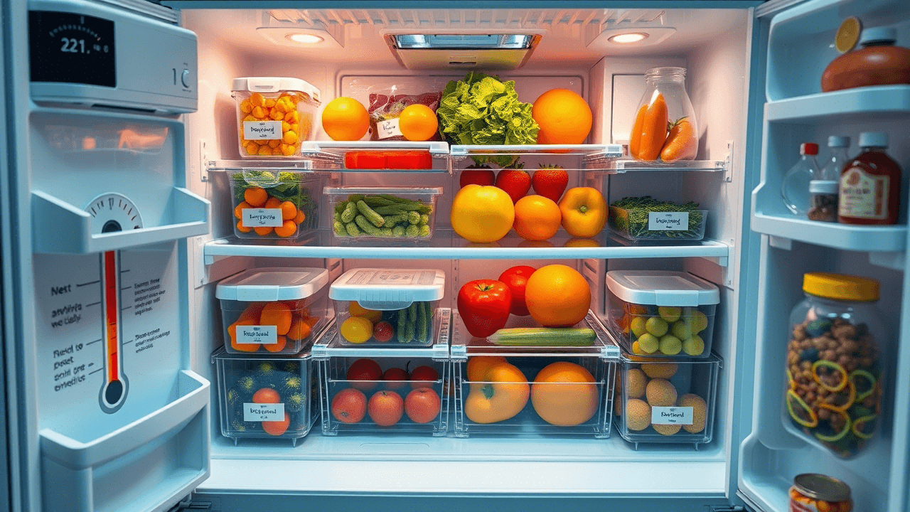 Geladeira organizada para eficiência